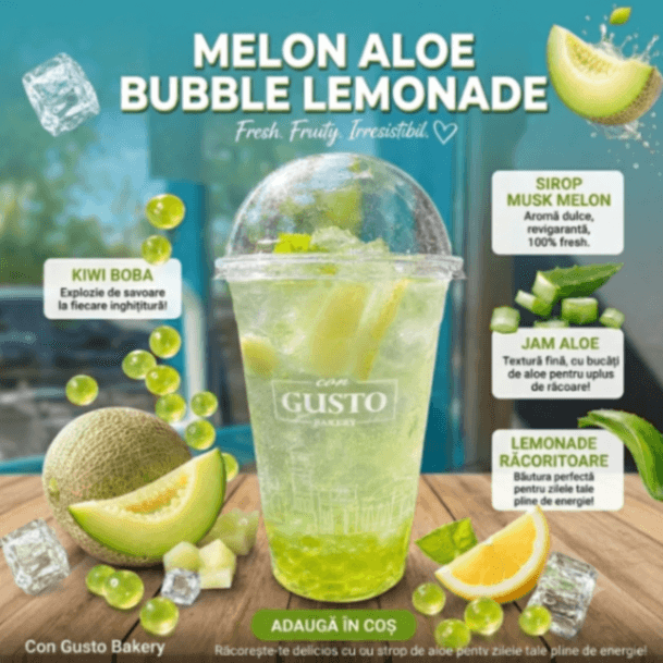  Bubble Melon Aloe  Lemonade - Patiseria | Cafenea | Brutarie Con Gusto Bakery in Chișinău