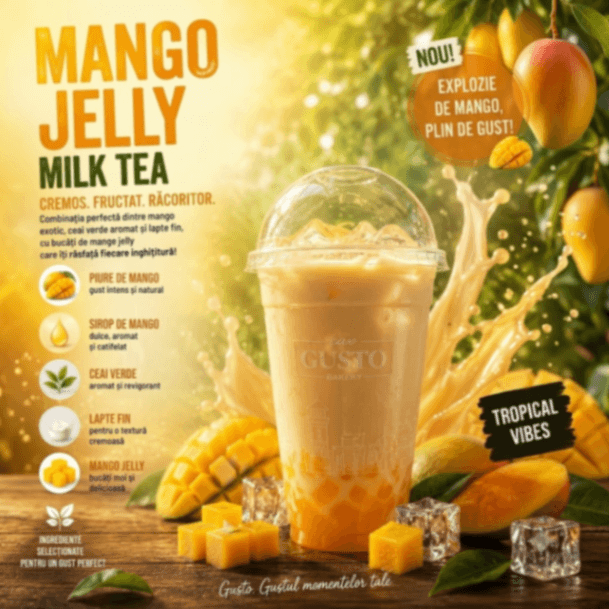 Mango Jelly Milk Tea - Patiseria | Cafenea | Brutarie Con Gusto Bakery in Chișinău