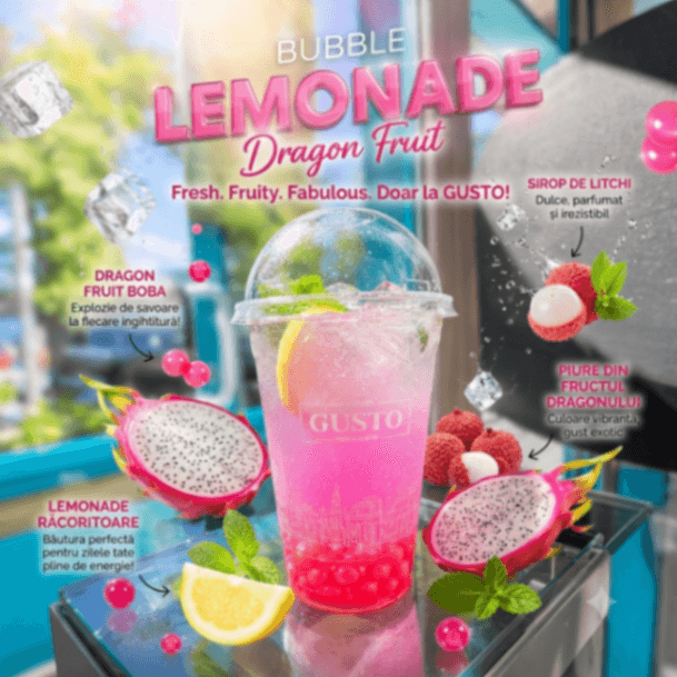 Bubble Dragon Fruit Lemonade - Patiseria | Cafenea | Brutarie Con Gusto Bakery in Chișinău